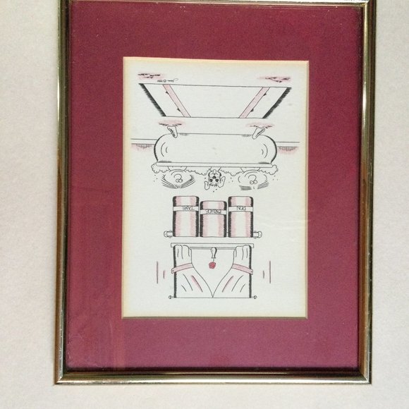Framed funny print O.K. NOGGINS by JAN 1990 PASS-TIME Creations - Picture 1 of 4